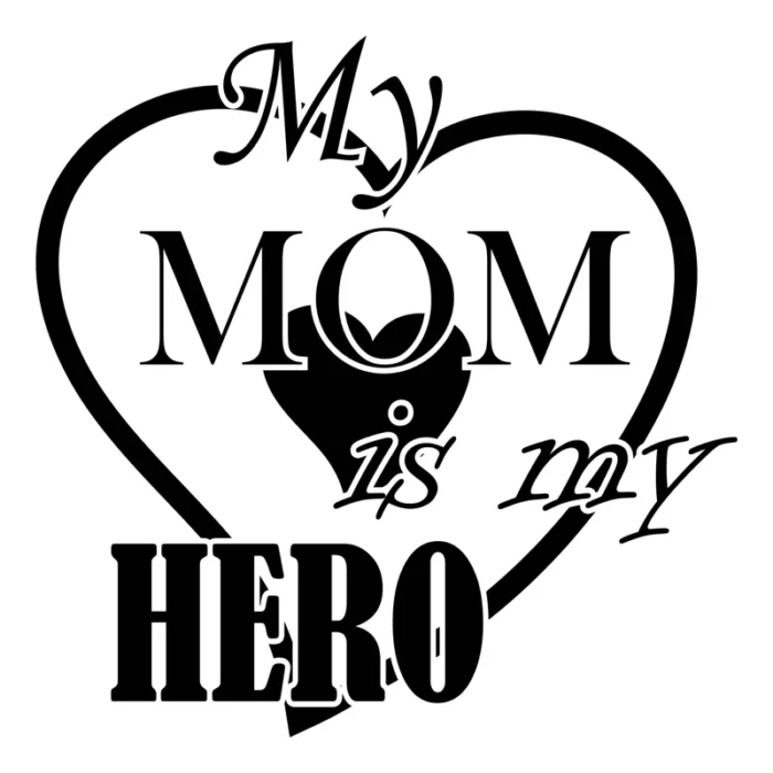 My-mom-is-my-hero-väggdekor-barnrum-svart