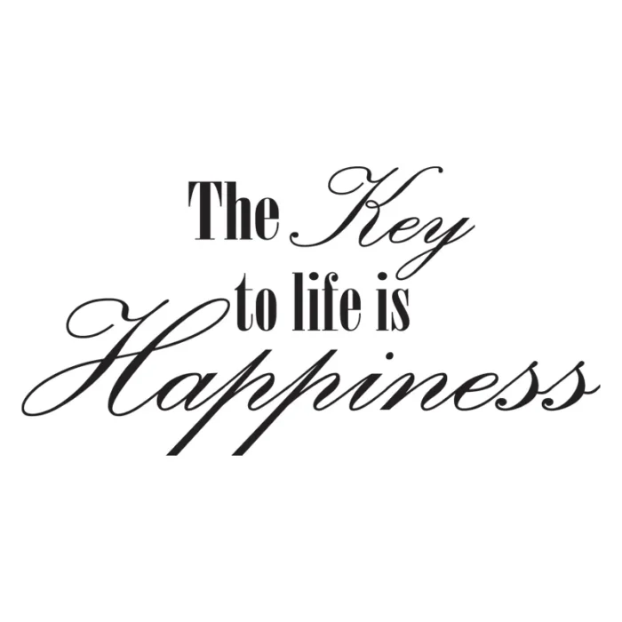 The-key-to-life-is-happiness-väggdekor-svart