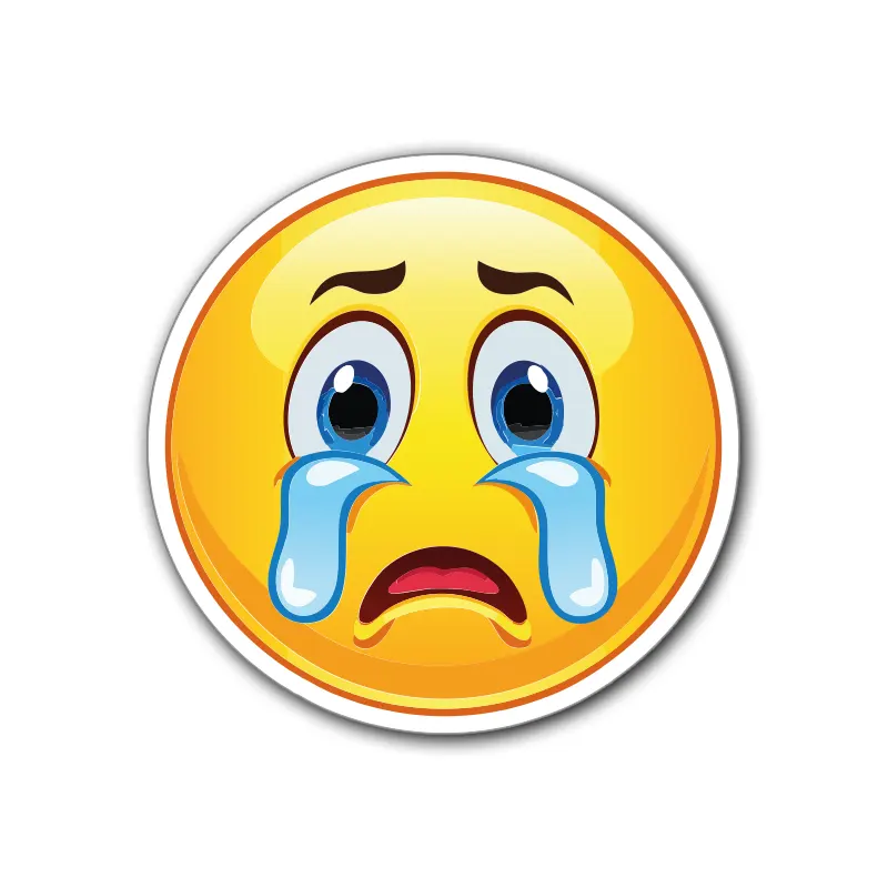 Smiley-face-gråter-sticker-klistermärke