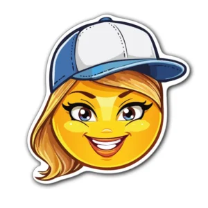 Smiley-face-tjej-keps-sticker-klistermärke