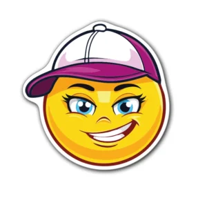 Smiley-face-tjej-rosa-keps-sticker-klistermärke