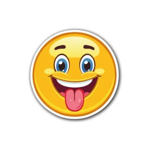 Smiley-face-tunga-sticker-klistermärke