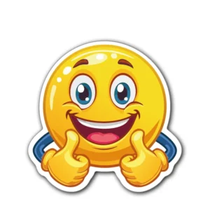 Smiley-face-två-tummar-upp-sticker-klistermärke