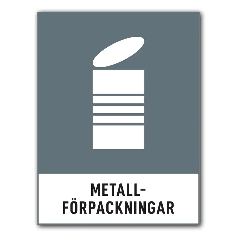 Återvinningsdekal-återvinningsskylt-metall-förpackningar