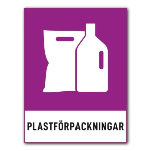 Återvinningsdekal-återvinningsskylt-plastförpackningar