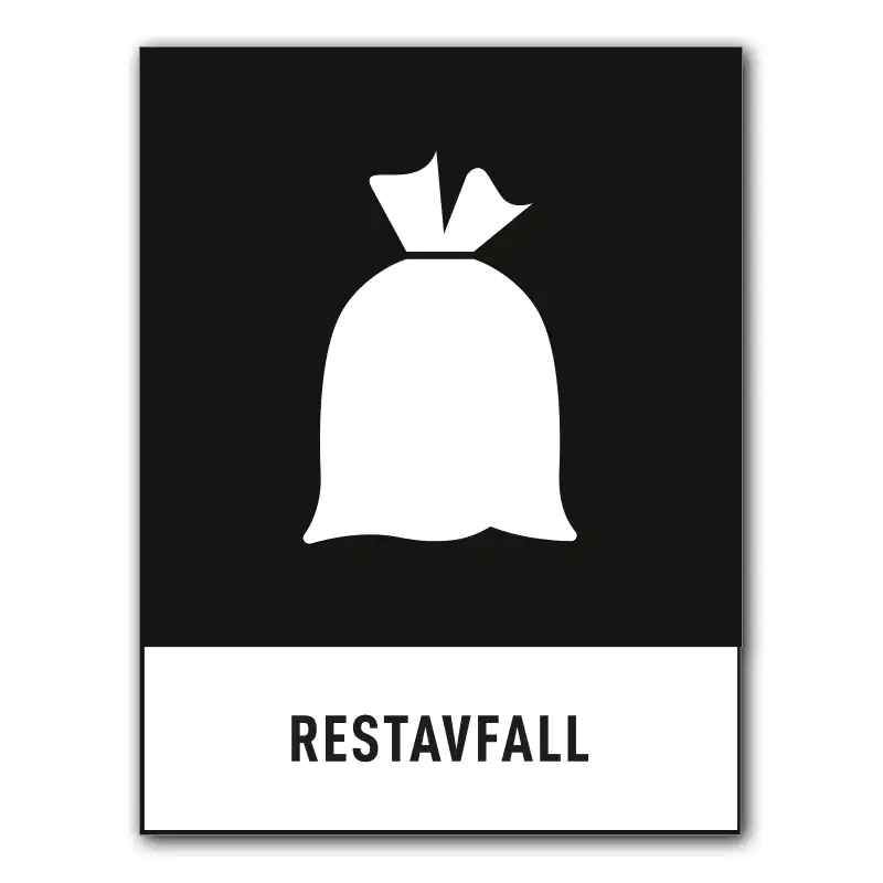 Återvinningsdekal-återvinningsskylt-restavfall