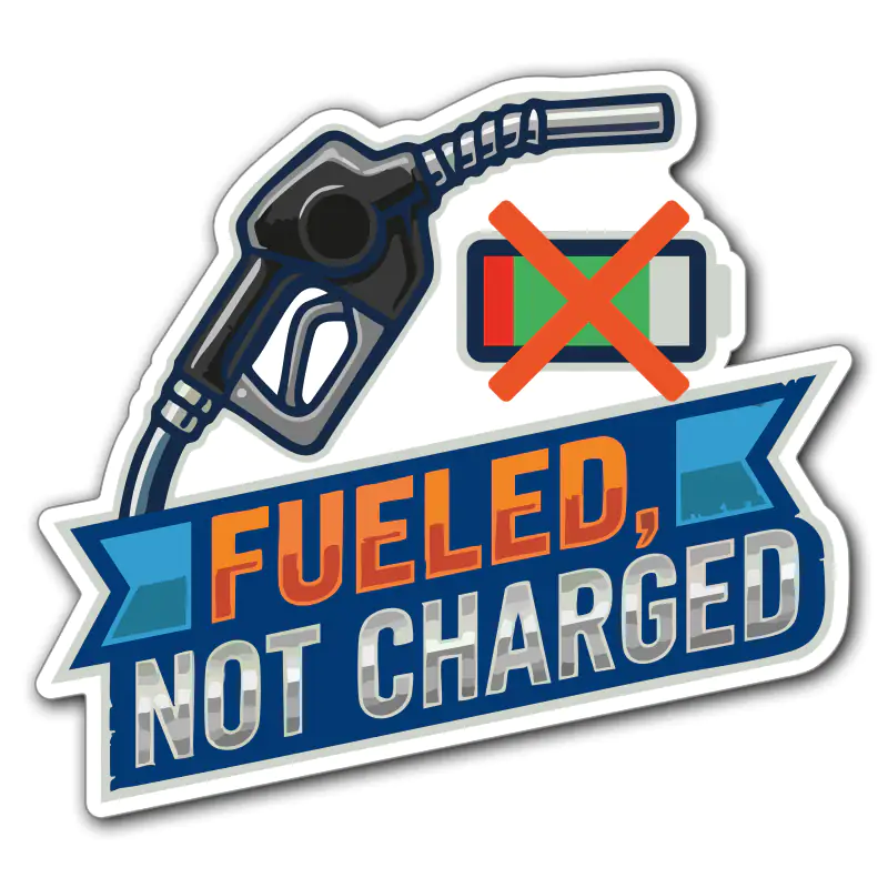 Fueled-not-charged-diesel-sticker-klistermärke